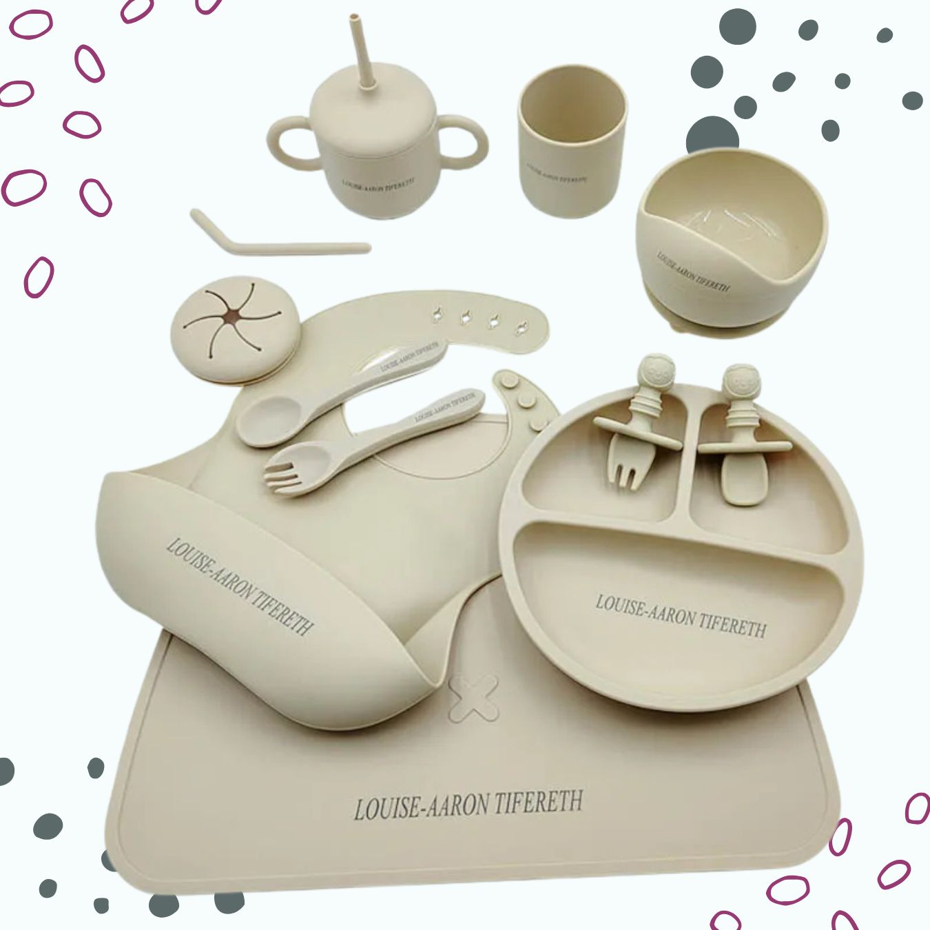 Personalised Silicone Baby Dining Set (12 Pieces)