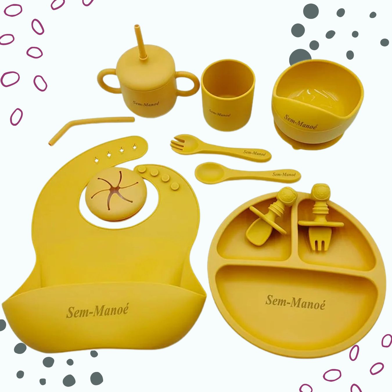 Personalised Silicone Baby Dining Set (12 Pieces)