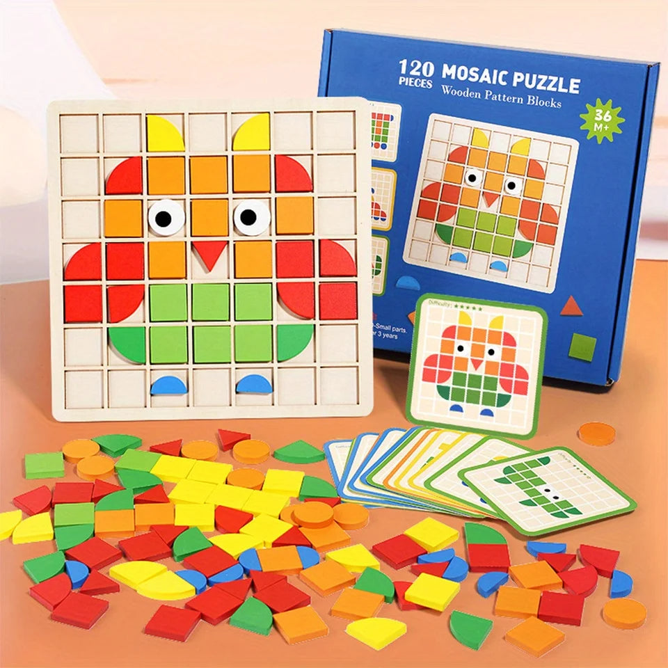 Wooden Montessori Mosaic Puzzle Set (3+ years)