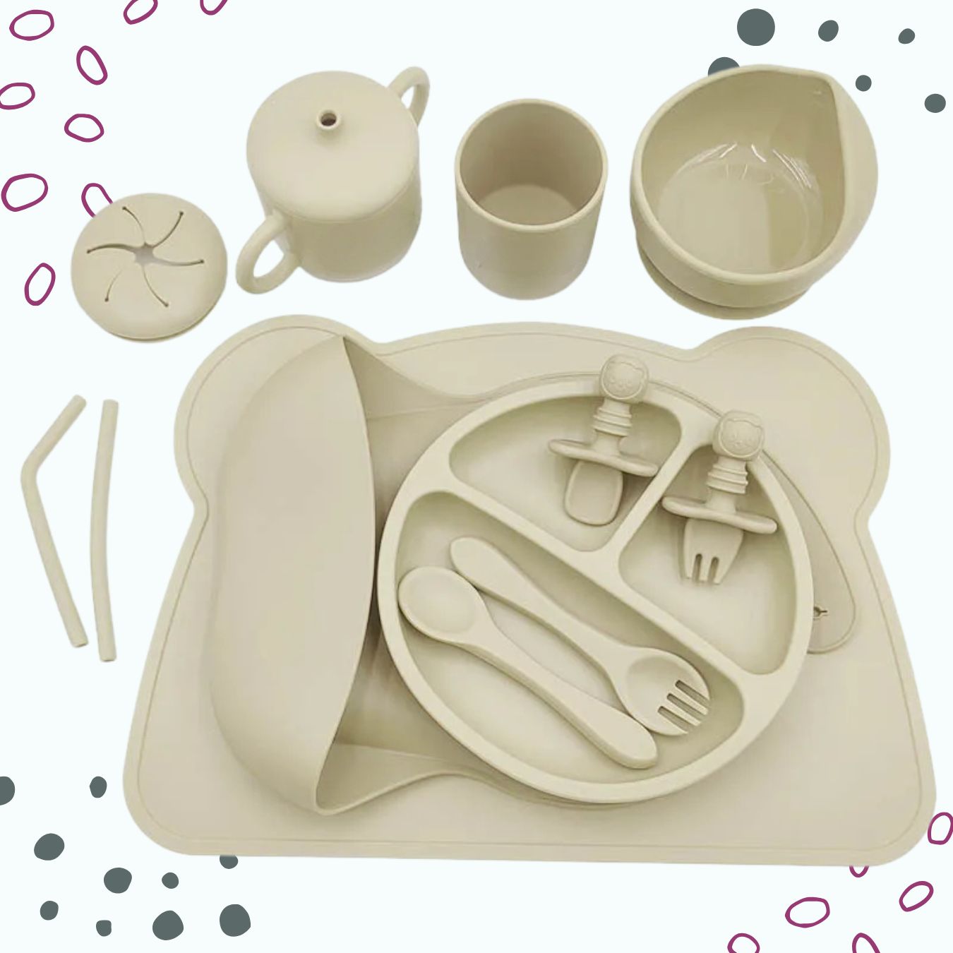 Personalised Silicone Baby Dining Set (12 Pieces)