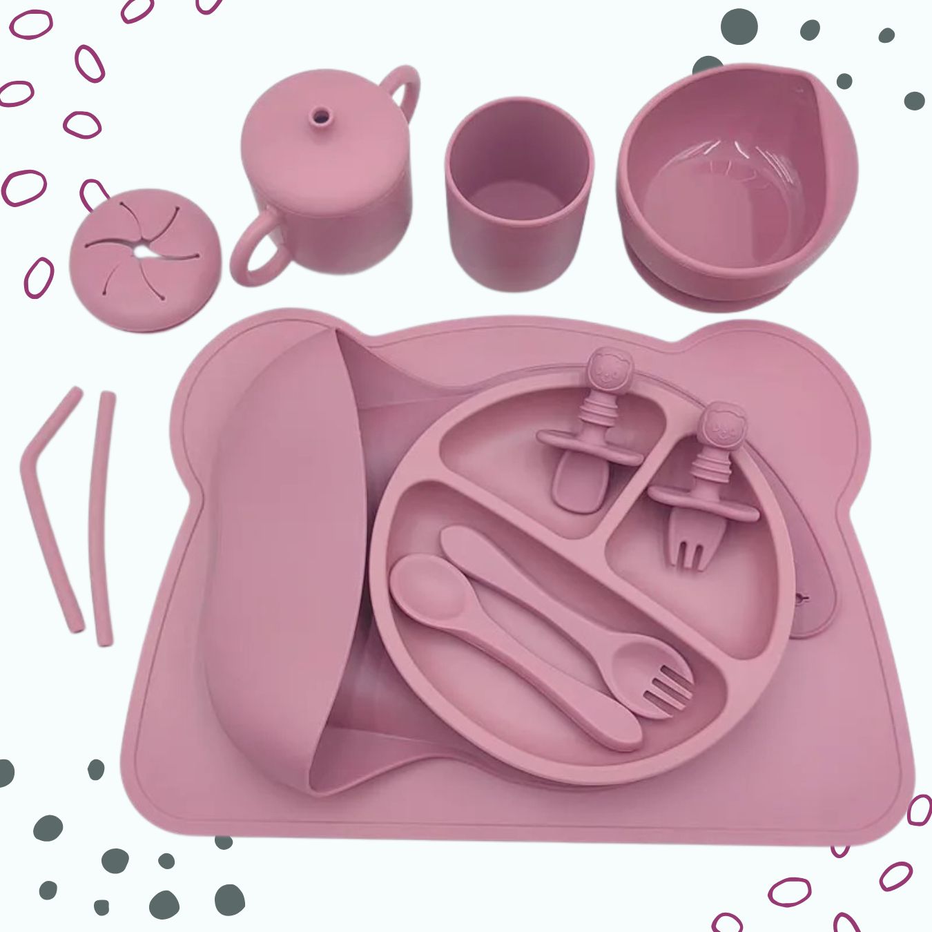 Personalised Silicone Baby Dining Set (12 Pieces)