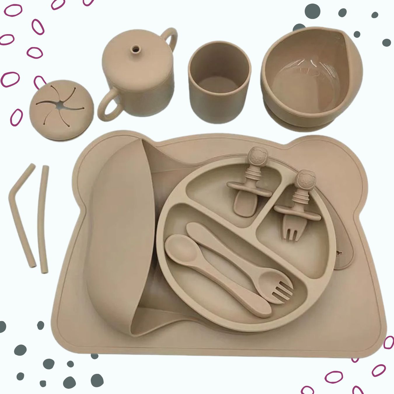 Personalised Silicone Baby Dining Set (12 Pieces)