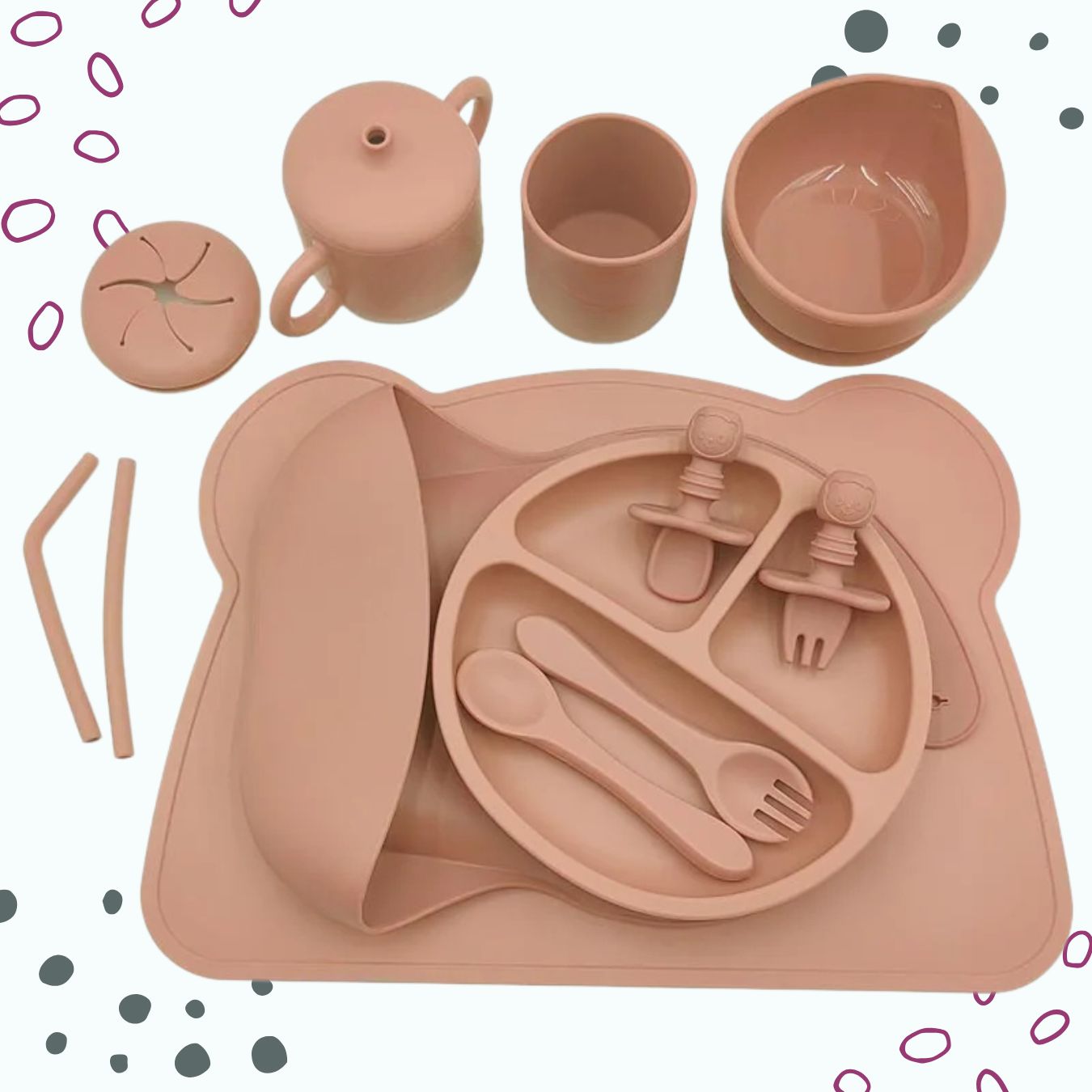 Personalised Silicone Baby Dining Set (12 Pieces)