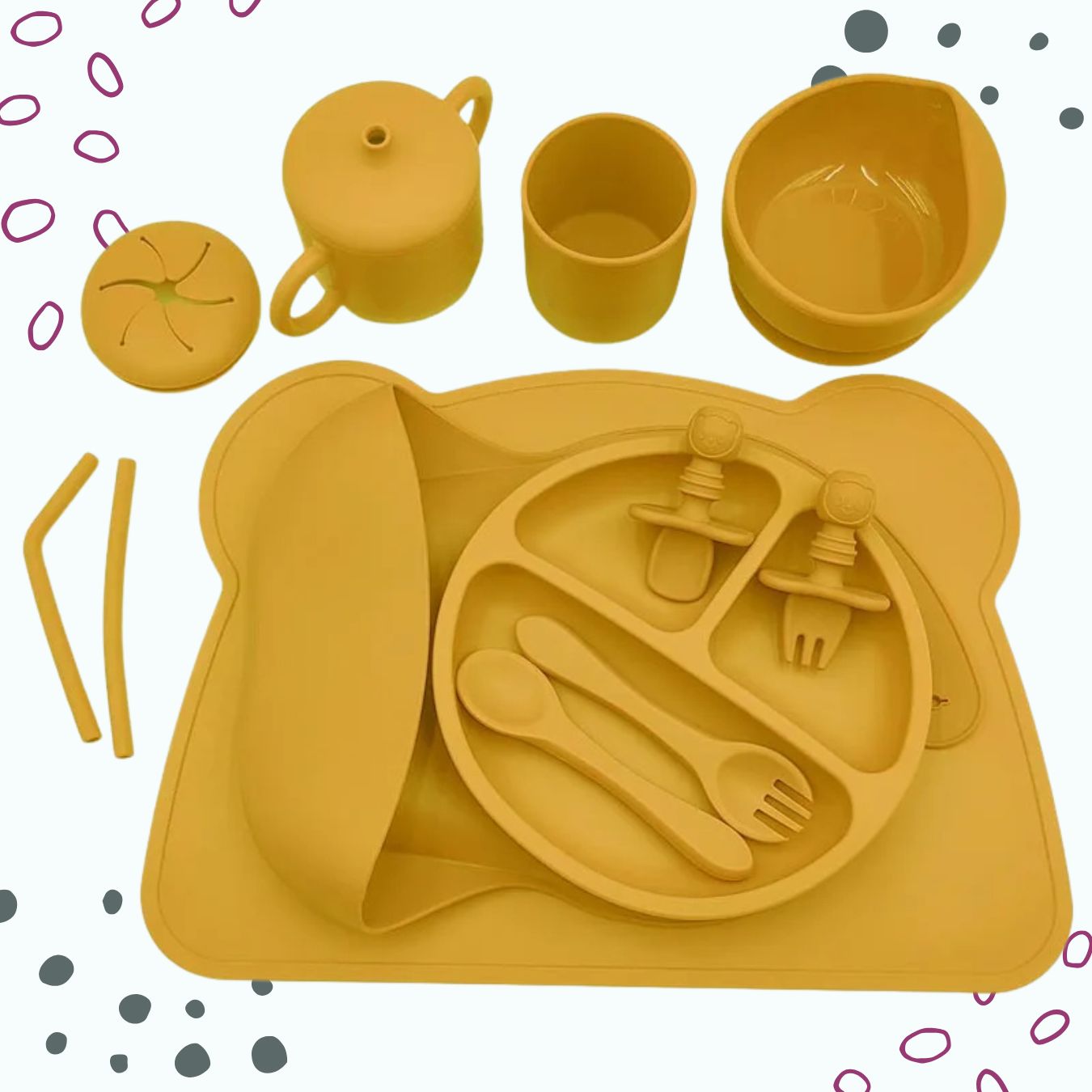 Personalised Silicone Baby Dining Set (12 Pieces)