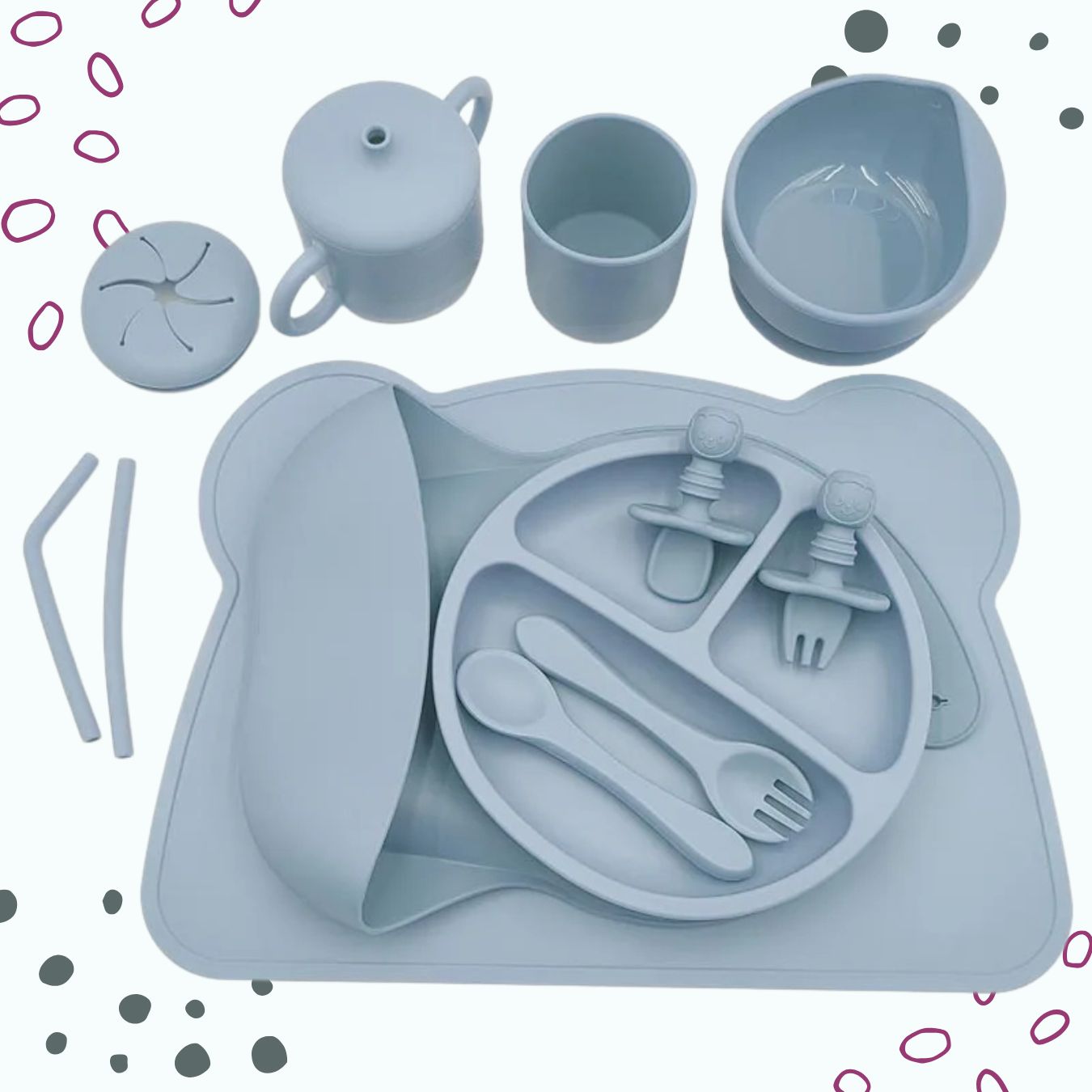 Personalised Silicone Baby Dining Set (12 Pieces)