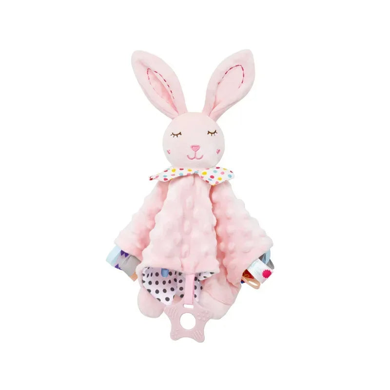 Personalised Organic Cotton Security Blanket with Stuffed Animal & Silicone Teether
