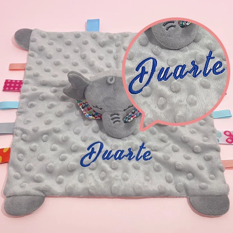 Personalised Organic Cotton Security Blanket with Stuffed Animal & Silicone Teether