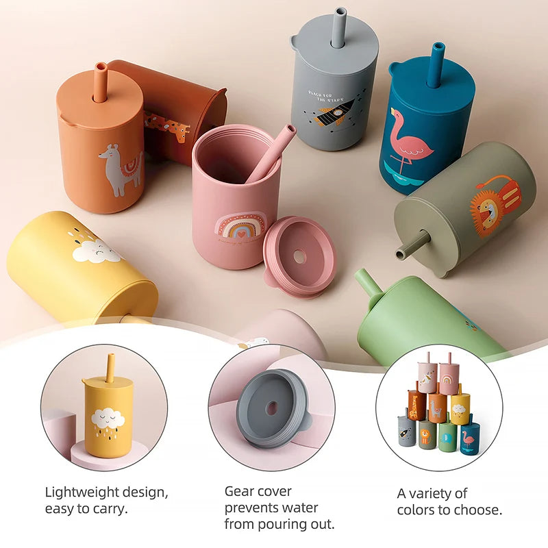 150ml Silicone Baby/Toddler Drink Cup with Straw (6+ months)
