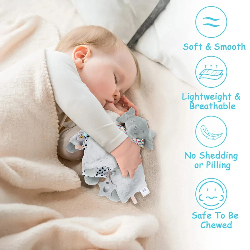 Personalised Organic Cotton Security Blanket with Stuffed Animal & Silicone Teether