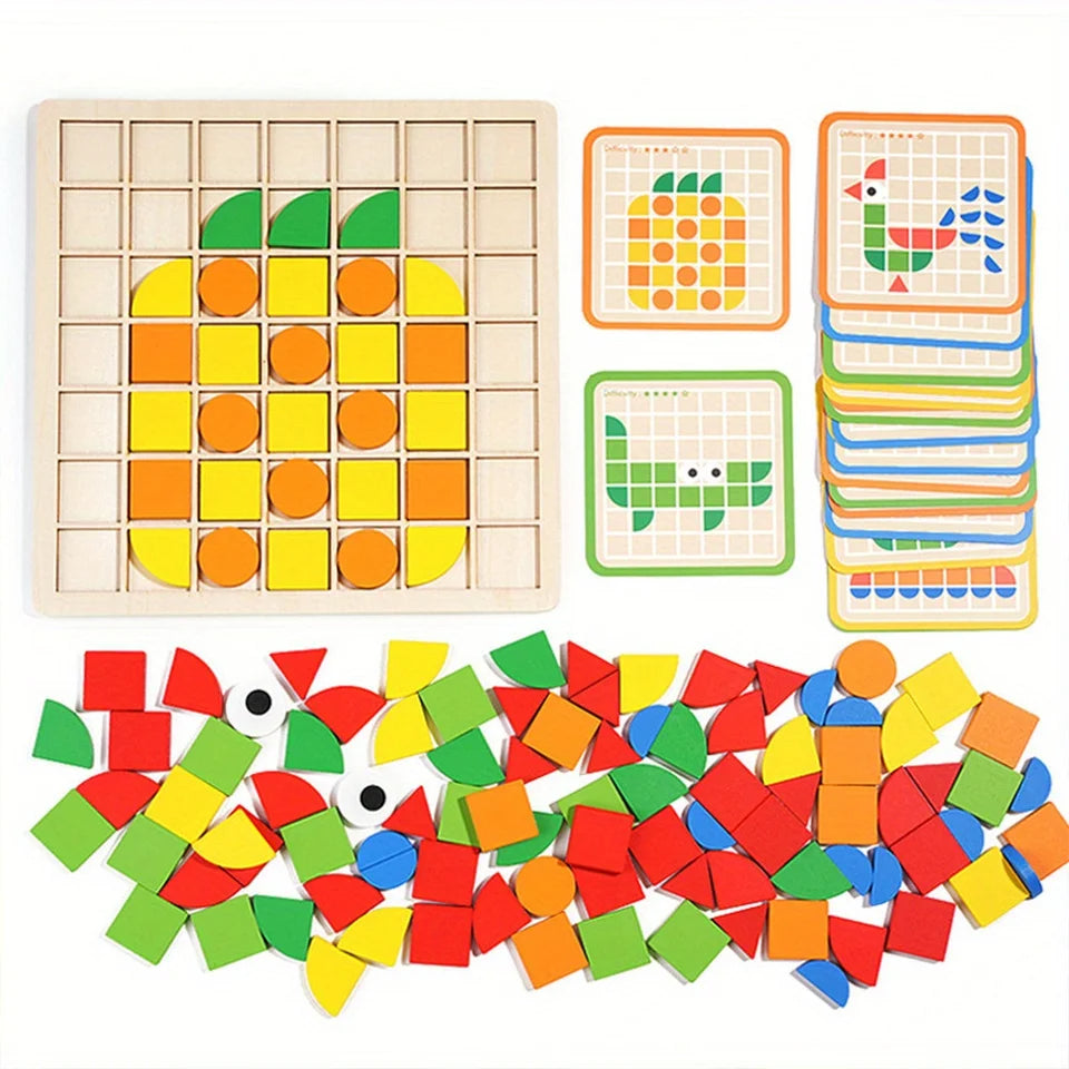 Wooden Montessori Mosaic Puzzle Set (3+ years)