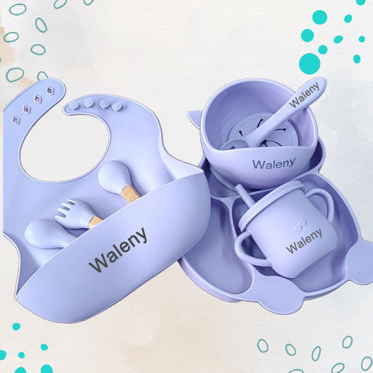 Feasting Fox - Personalised Silicone Baby Feeding Set (10 Pieces)