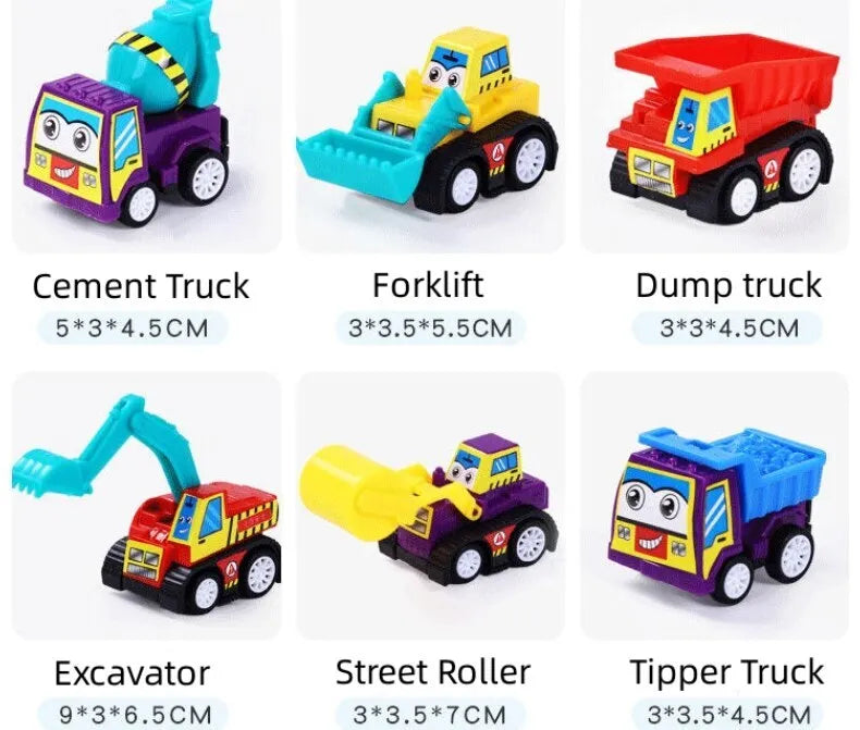 Mini Pull-Back Construction Vehicle Car Set (Set of 6) (3+ years)-Little Travellers