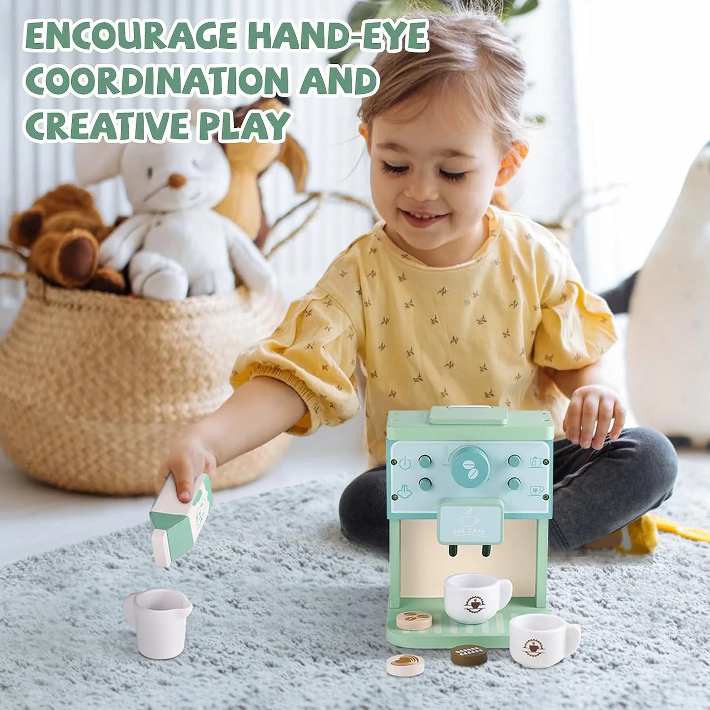 Montessori Wooden Pretend Coffee Machine Set (3+ years)-Little Travellers