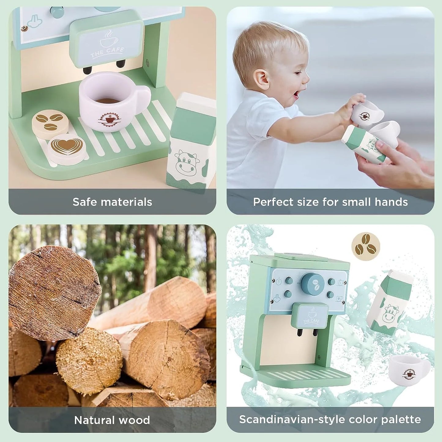 Montessori Wooden Pretend Coffee Machine Set (3+ years)-Little Travellers
