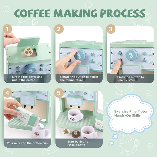 Montessori Wooden Pretend Coffee Machine Set (3+ years)-Little Travellers