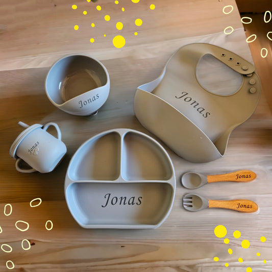 Personalised Silicone Baby Feeding Set (6 Pieces)