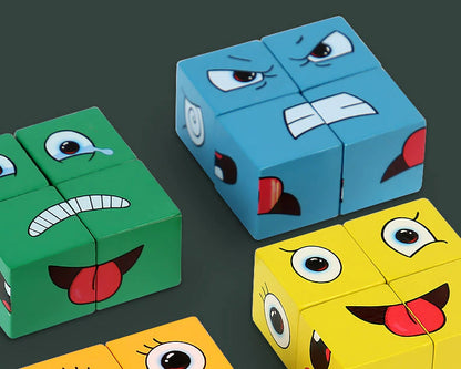 Wooden Cubes Facial Expressions & Emotions Puzzle/Game