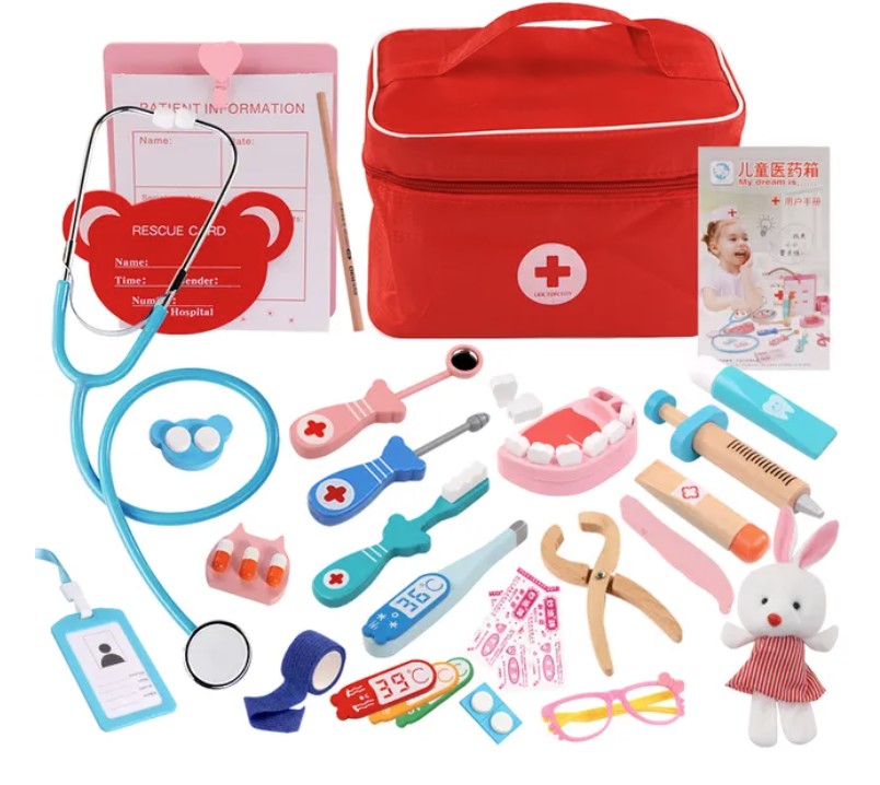 wooden montessori doctor dentist pretend play set-Wooden