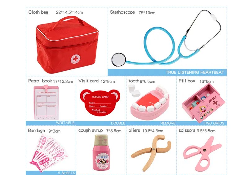 Wooden Montessori Doctor Dentist Pretend Play Set