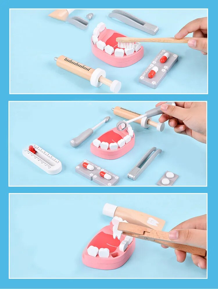 Wooden Montessori Doctor Dentist Pretend Play Set