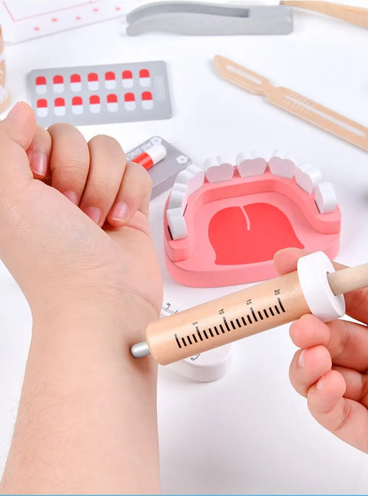 Wooden Montessori Doctor Dentist Pretend Play Set