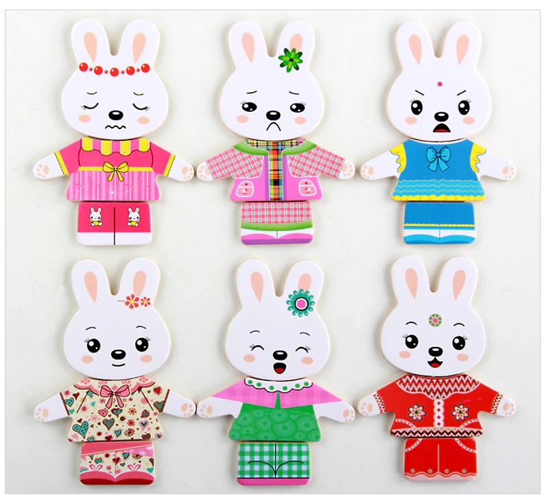 Puzzle - Rabbit Change Clothes Wooden Jigsaw Puzzle