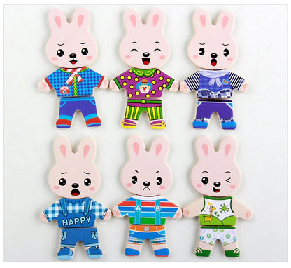 Puzzle - Rabbit Change Clothes Wooden Jigsaw Puzzle