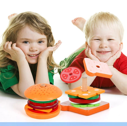 Wooden Montessori Stackable Sandwich Simulation Game