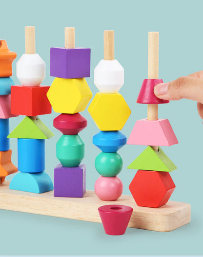 Montessori Wooden Stacking Puzzle & Sorting Toy (3+ years)-Little Travellers