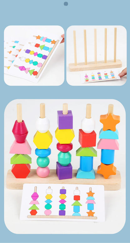 Montessori Wooden Stacking Puzzle & Sorting Toy (3+ years)-Little Travellers