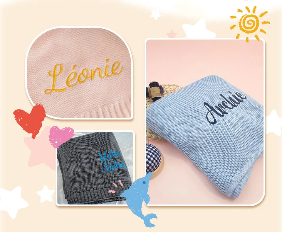 Personalised Premium Knitted Baby Blanket
