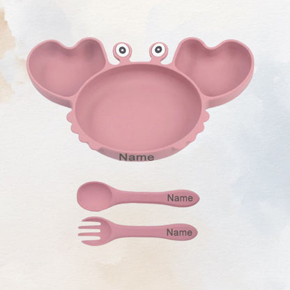 Hungry Crab - Personalised Silicone Baby Feeding Set (3 Pieces)