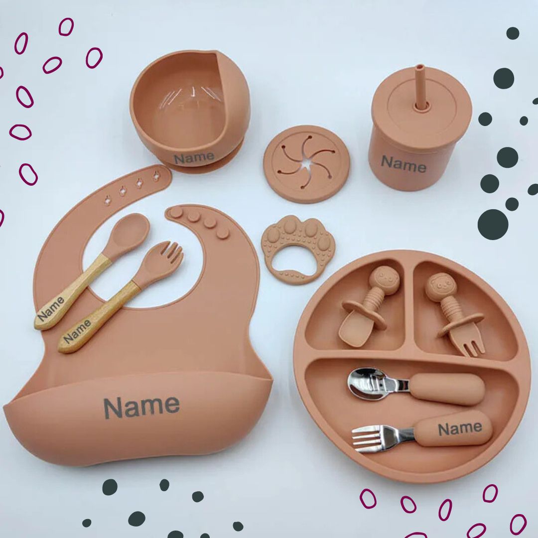 Mealtime Essentials - Personalised Silicone Baby Feeding Set (11 Pieces)