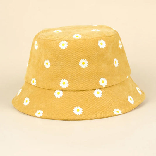 Summer Wide Brim Daisy Pattern Kids Bucket Hat-Little Travellers