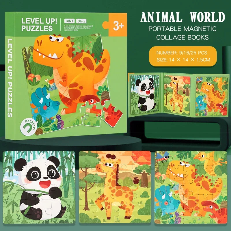 Magnetic Leveled Puzzle Book (9/16/25 pieces) (3 to 6 years)