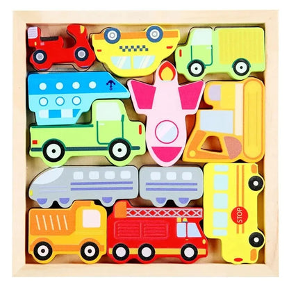 Montessori Wooden Vehicles Puzzle (3+ years)-Little Travellers