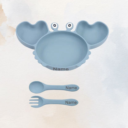 Hungry Crab - Personalised Silicone Baby Feeding Set (3 Pieces)