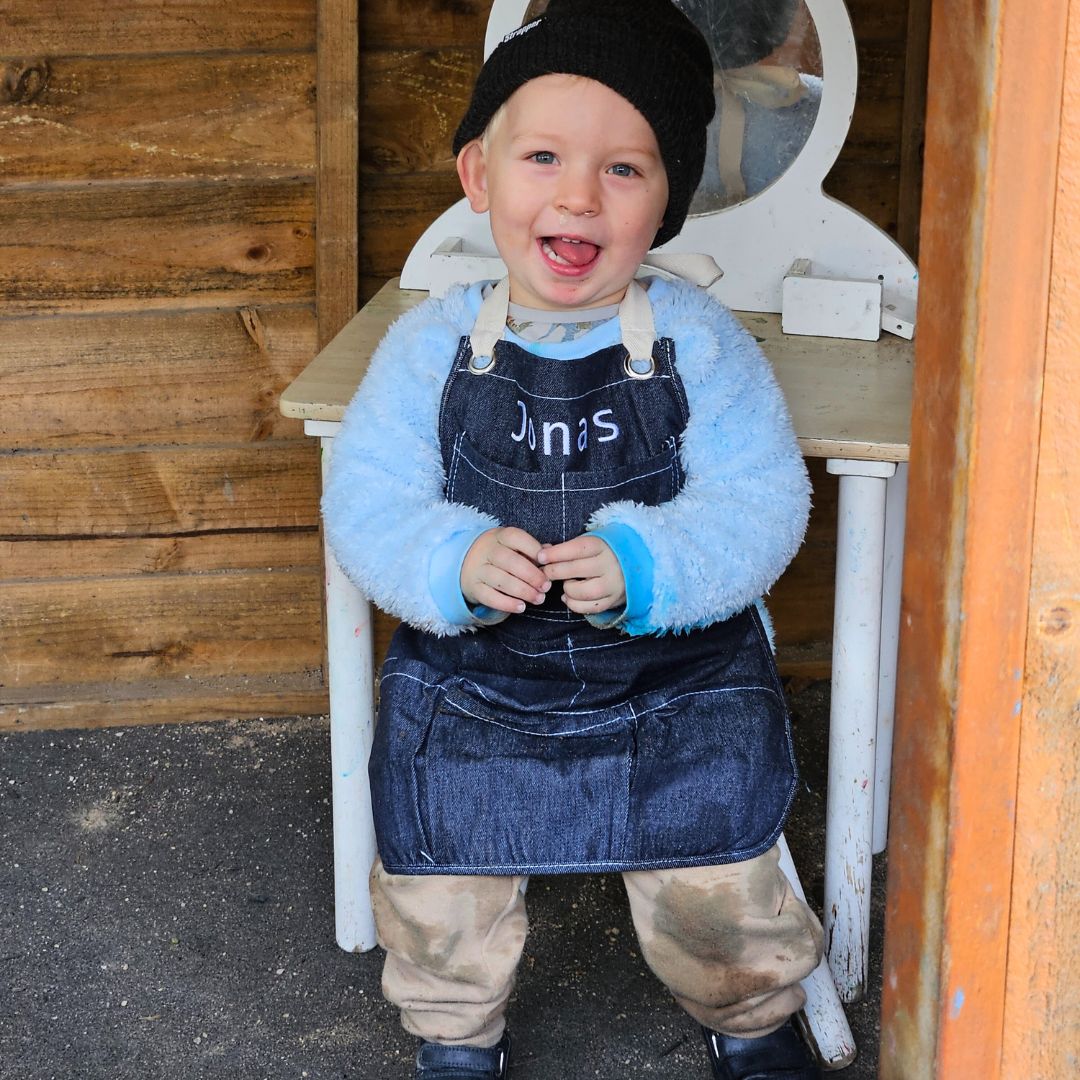 Personalised Children's Denim & Cotton Smock/Apron with Embroidered Name