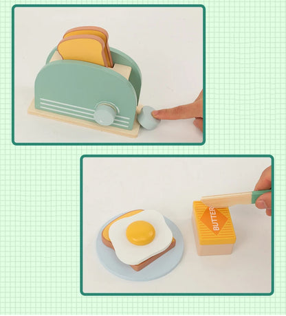 Montessori Wooden Toaster/Breakfast Pretend Play Set (3+ years)