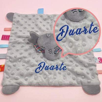 Personalised Organic Cotton Security Blanket with Stuffed Animal & Silicone Teether