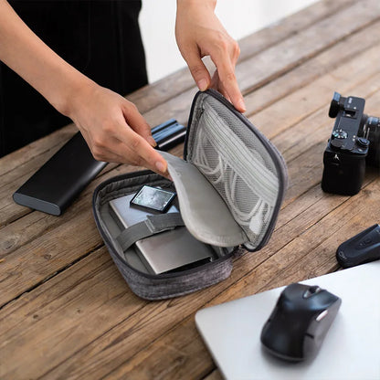 Travel Earphones & Charger Cable Organiser Bag