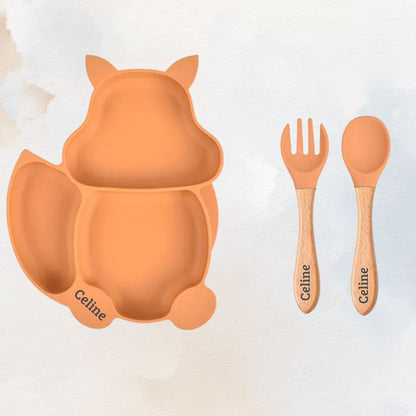 Feasting Fox - Personalised Silicone Baby Feeding Set (3 Pieces)
