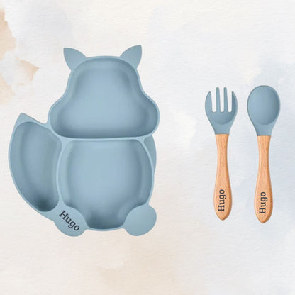 Feasting Fox - Personalised Silicone Baby Feeding Set (3 Pieces)