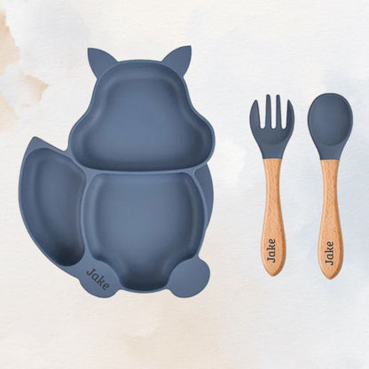 Feasting Fox - Personalised Silicone Baby Feeding Set (3 Pieces)