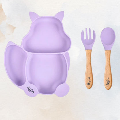 Feasting Fox - Personalised Silicone Baby Feeding Set (3 Pieces)