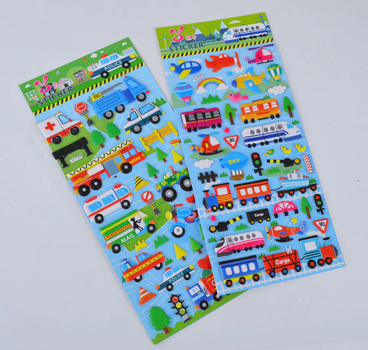 3D Bubble Stickers - Vehicles (6 Sheets) (3+ years)-Little Travellers