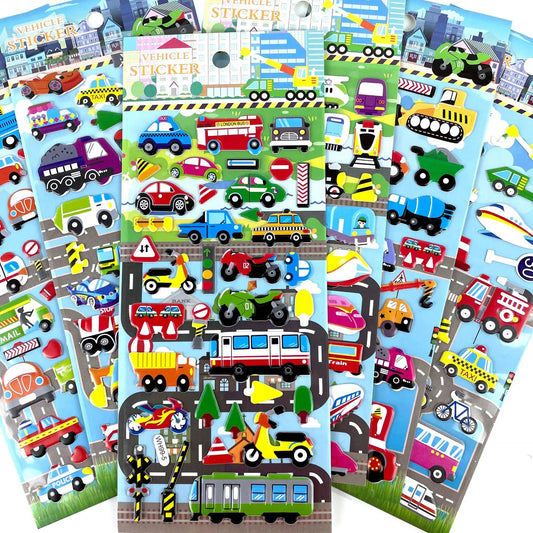 3D Bubble Stickers - Vehicles (6 Sheets) (3+ years)