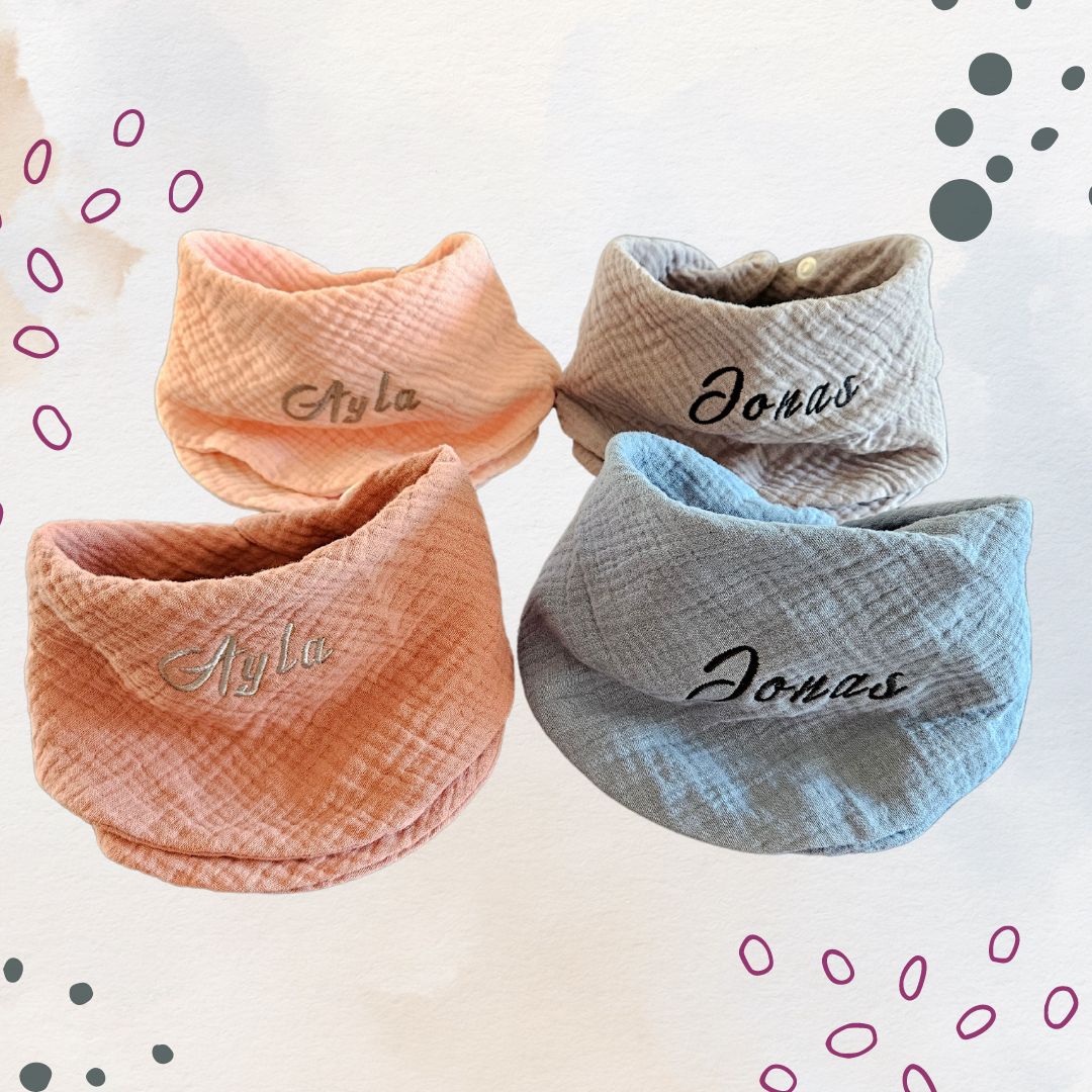 Personalised Children's Scarf/Bib Set (2 Pcs) with Embroidered Name (0-4 years)