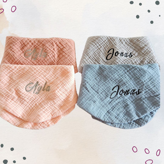 Personalised Children's Scarf/Bib Set (2 Pcs) with Embroidered Name (0-4 years)
