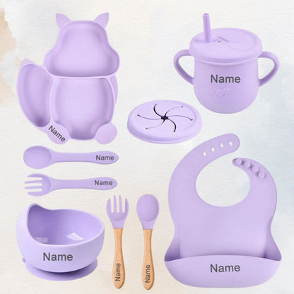 Feasting Fox - Personalised Silicone Baby Feeding Set (10 Pieces)
